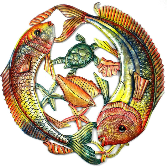 24 inch Painted Two Fish Jumping - Croix des Bouquets - Croix des Bouquets