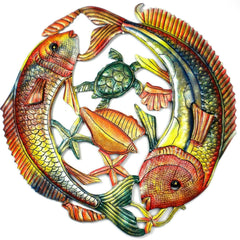24 inch Painted Two Fish Jumping - Croix des Bouquets - Croix des Bouquets