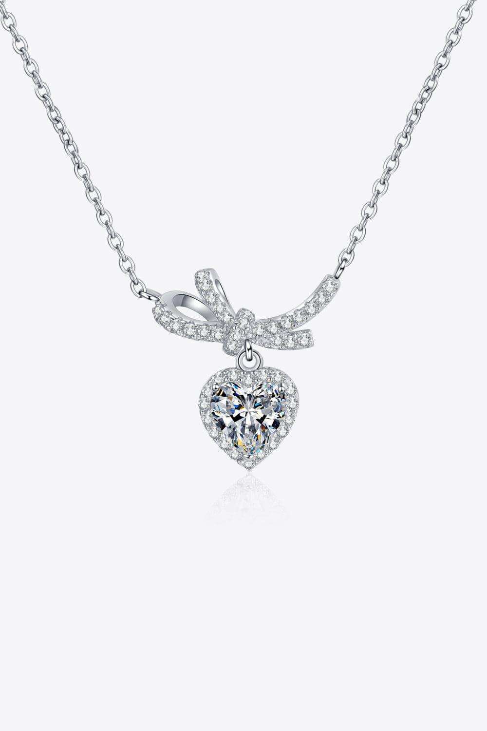1 Carat Moissanite Heart Pendant Necklace - Trendsi - Flyclothing LLC