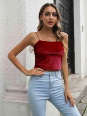 Straight Neck Cropped Cami - Flyclothing LLC