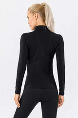 Mock Neck Quarter Zip Active T-Shirt - Trendsi - Flyclothing LLC