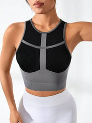 Color Block Round Neck Active Tank - Trendsi