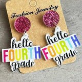 HELLO SECOND GRADE Acrylic Dangle Earrings - Trendsi - Flyclothing LLC