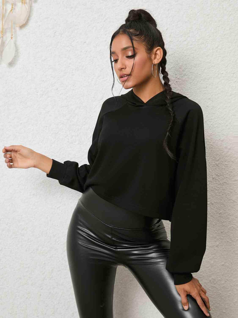 Lace-Up Long Sleeve Hoodie - Trendsi - Flyclothing LLC