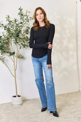 Culture Code Full Size Ribbed Round Neck Long Sleeve Top - Trendsi - Flyclothing LLC