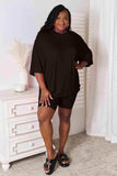 Basic Bae Full Size Soft Rayon Three-Quarter Sleeve Top and Shorts Set - Trendsi - Flyclothing LLC