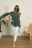 Swiss Dot Round Neck Tiered Blouse - Trendsi - Flyclothing LLC