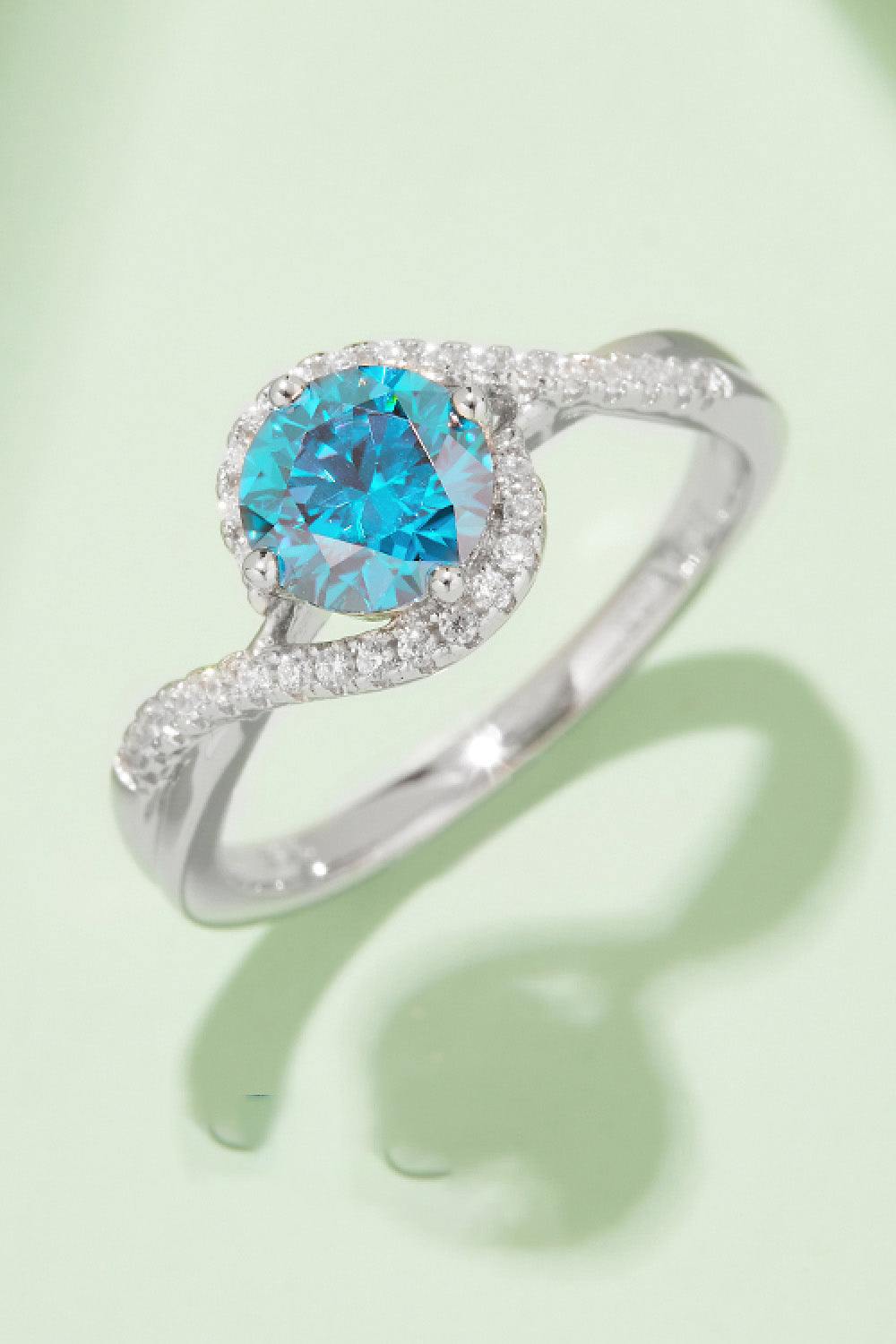 1 Carat Moissanite Contrast 925 Sterling Silver Ring - Trendsi