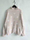 Heart Heathered Turtleneck Drop Shoulder Sweater - Trendsi - Flyclothing LLC