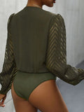 Ruched Surplice Long Sleeve Bodysuit - Trendsi