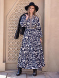 Printed Notched Neck Maxi Dress - Trendsi
