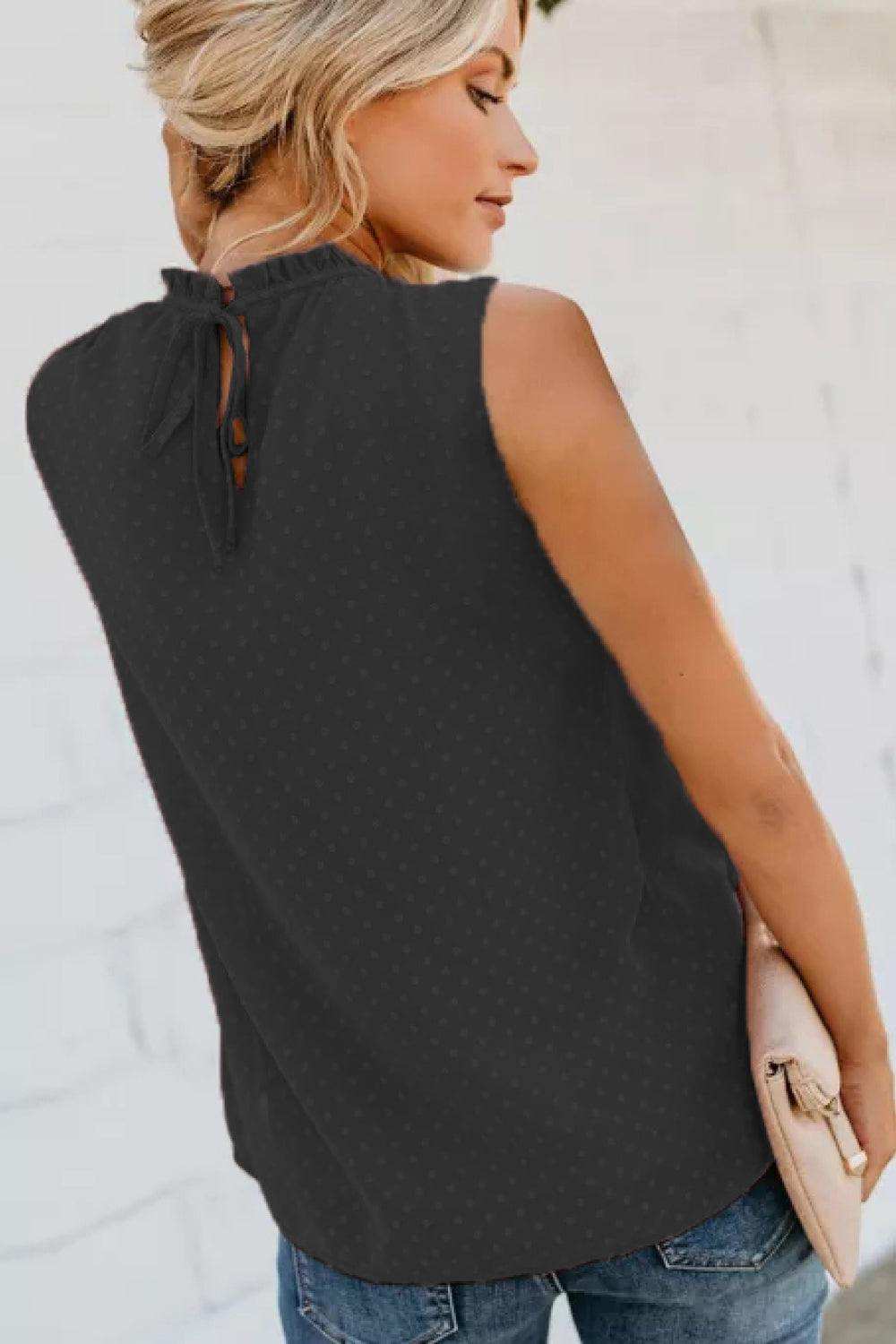 Smocked Tie Back Frill Trim Tank - Trendsi - Flyclothing LLC