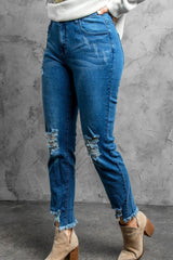 Stylish Distressed Cropped Jeans - Flyclothing LLC