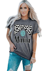 MAMA Graphic Cuffed Sleeve Round Neck Tee - Flyclothing LLC