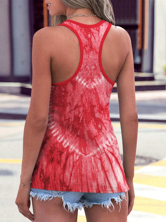 Tie-Dye Scoop Neck Wide Strap Tank - Trendsi - Flyclothing LLC
