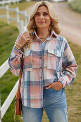 Plaid Dropped Shoulder Shacket - Trendsi