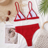 Spaghetti Strap Ribbed Bikini Set - Trendsi - Flyclothing LLC