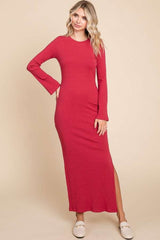 Culture Code Full Size Round Neck Bodycon Bell Maxi Dress - Trendsi
