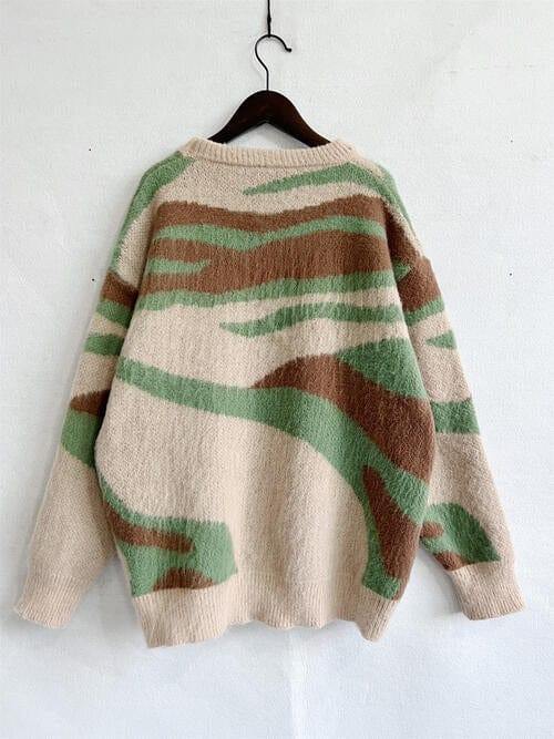 Color Block Round Neck Sweater - Trendsi