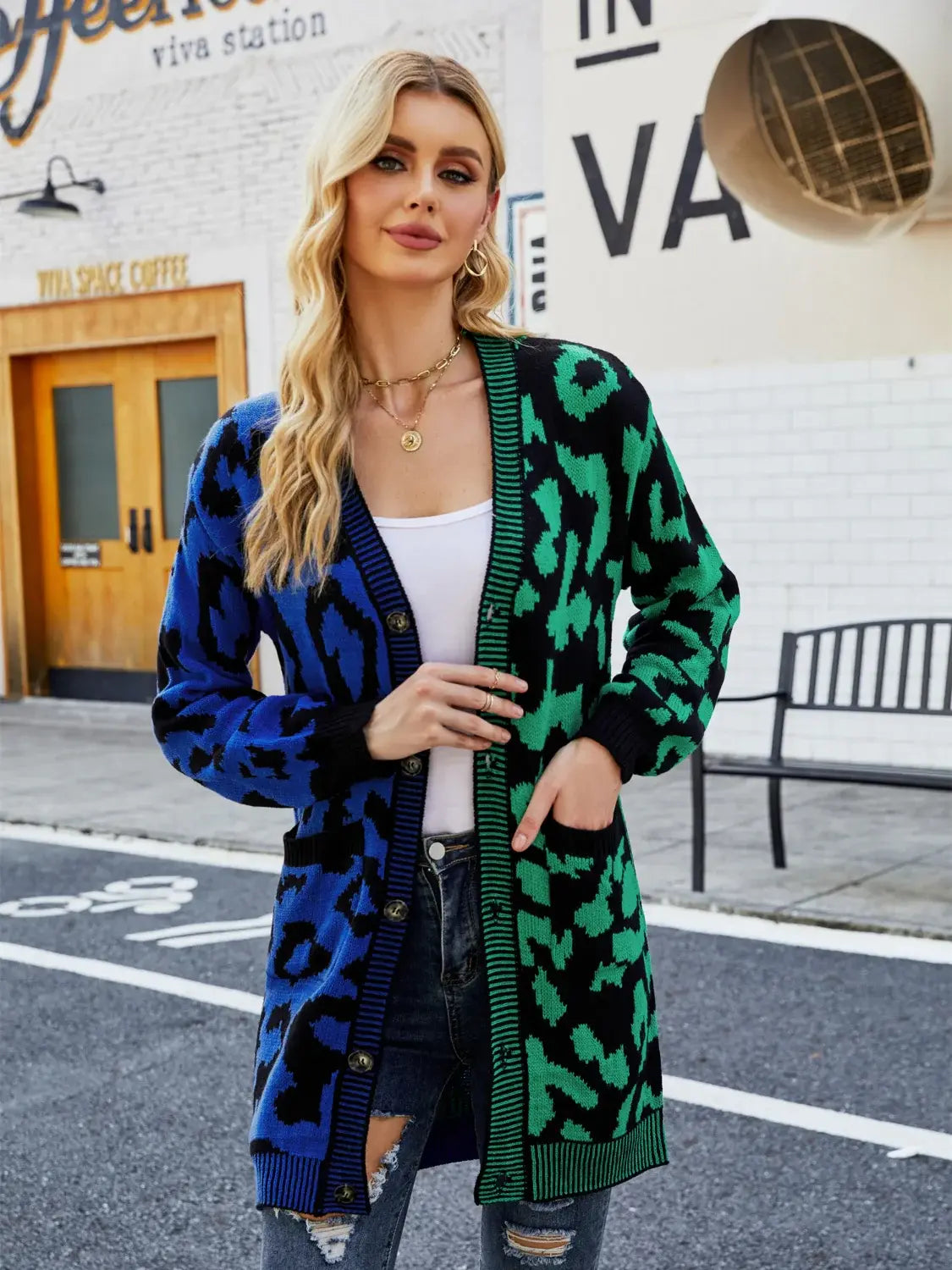 Leopard Button Down Longline Cardigan - Trendsi - Flyclothing LLC