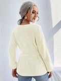 Notched Dropped Shoulder Knit Top - Trendsi - Flyclothing LLC
