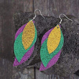 PU Leather Leaf Dangle Earrings - Trendsi - Flyclothing LLC