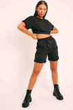 Short Sleeve Cropped Top and Drawstring Shorts Lounge Set - Trendsi - Flyclothing LLC