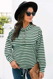 Striped Half-Button Dropped Shoulder Hoodie - Trendsi - Flyclothing LLC