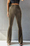 Ribbed High Waist Flare Pants - Trendsi - Flyclothing LLC