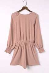 Tied Flounce Sleeve Plunge Romper - Trendsi - Flyclothing LLC