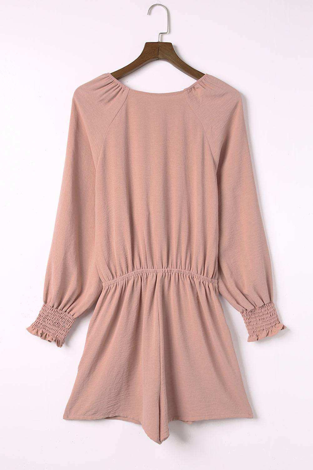 Tied Flounce Sleeve Plunge Romper - Trendsi - Flyclothing LLC