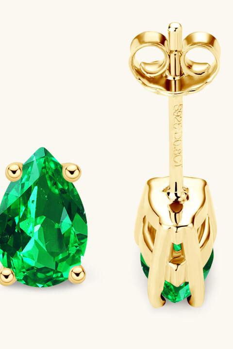 Lab-Grown Emerald Stud Earrings - Trendsi
