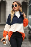 Color Block Quarter Zip Sweatshirt - Trendsi - Flyclothing LLC