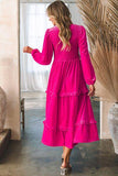 Frill V-Neck Balloon Sleeve Tiered Dress - Trendsi