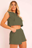 Hooded Crop Top & Pocketed Shorts Set - Trendsi - Flyclothing LLC