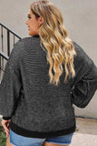 Plus Size Waffle-Knit Round Neck Dropped Shoulder Sweater - Trendsi - Flyclothing LLC
