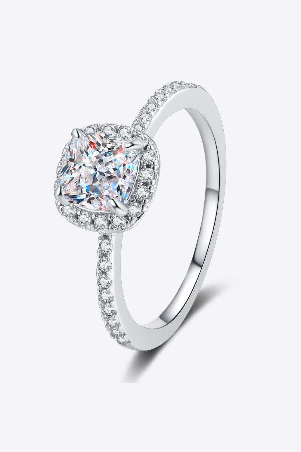 1 Carat Moissanite 925 Sterling Silver Halo Ring - Trendsi