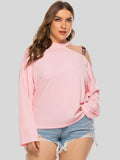 Plus Size Cold-Shoulder Round Neck Blouse - Trendsi