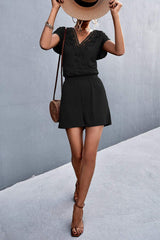 Lace Trim V-Neck Romper - Trendsi - Flyclothing LLC