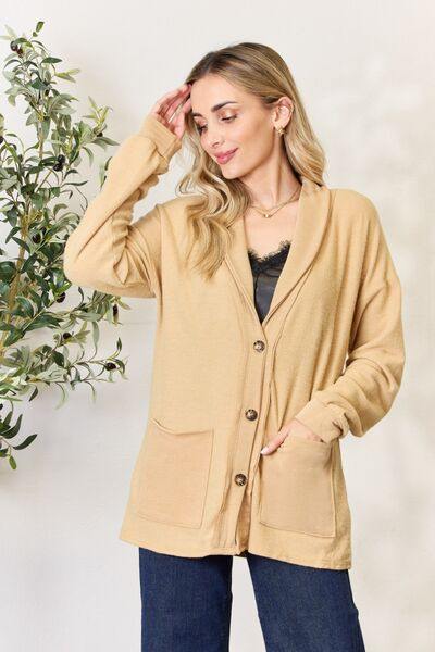 Heimish Full Size Button Up Long Sleeve Cardigan - Trendsi