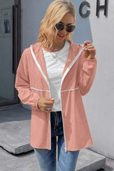Zip Up Long Sleeve Hooded Watertight Jacket - Trendsi - Flyclothing LLC