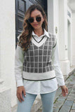 Plaid V-Neck Sweater Vest - Trendsi - Flyclothing LLC