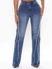 Raw Hem High Waist Jeans - Trendsi
