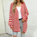 Striped Button Down Long Sleeve Cardigan - Trendsi - Flyclothing LLC