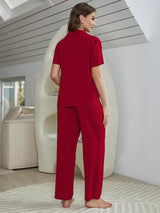 Short Sleeve Shirt, Bralette, and Pants Lounge Set - Trendsi - Flyclothing LLC