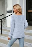 Ribbed Square Neck Long Sleeve T-Shirt - Trendsi - Flyclothing LLC