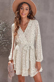 Tied Polka Dot Balloon Sleeve Layered Dress - Trendsi - Flyclothing LLC