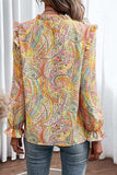 Printed Frill Flounce Sleeve Shirt - Trendsi - Flyclothing LLC