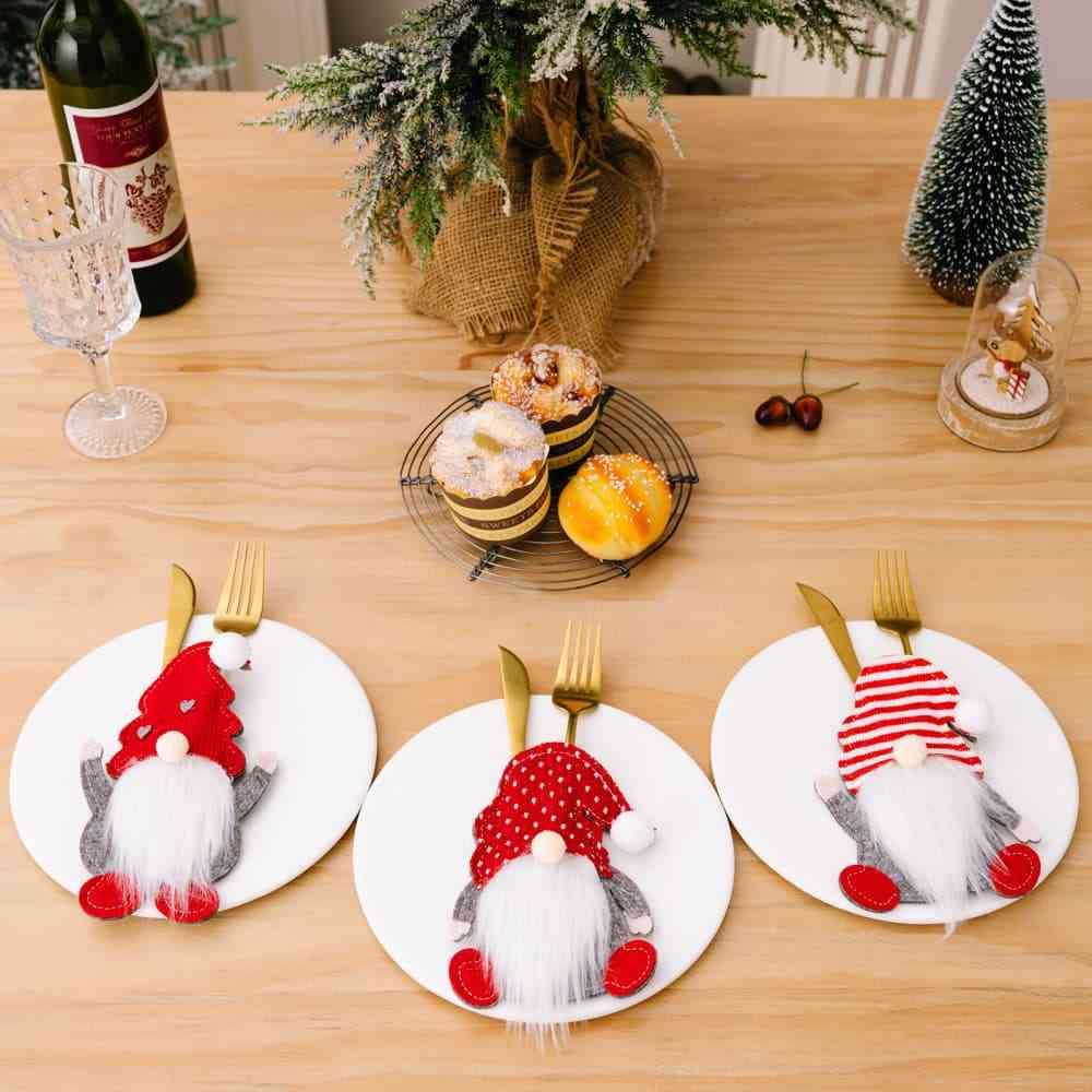 3-Piece Faceless Gnome Cutlery Holders - Trendsi