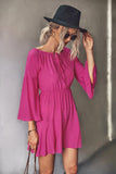 Tie Neck Flare Sleeve Mini Dress - Trendsi